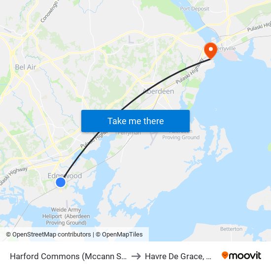 Harford Commons (Mccann St & Starr St) to Havre De Grace, Maryland map