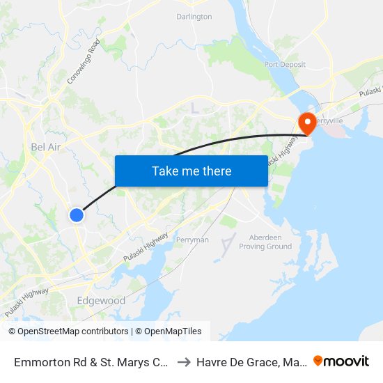 Emmorton Rd & St. Marys Church Rd to Havre De Grace, Maryland map