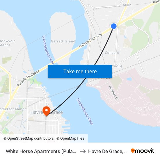 White Horse Apartments  (Pulaski Hwy/Us 40) to Havre De Grace, Maryland map