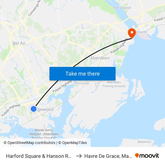 Harford Square & Hanson Rd ( A Ct ) to Havre De Grace, Maryland map