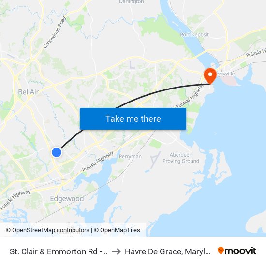 St. Clair & Emmorton Rd - Sb to Havre De Grace, Maryland map