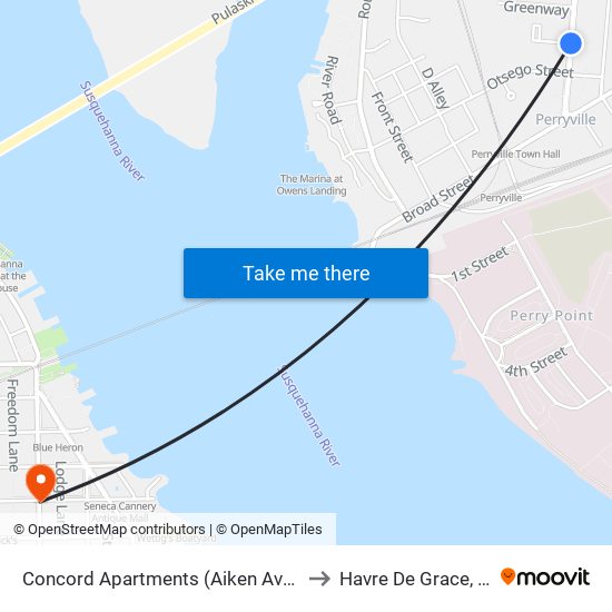 Concord Apartments (Aiken Ave & Concord Dr) to Havre De Grace, Maryland map