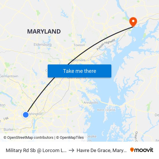 Military Rd Sb @ Lorcom Ln FS to Havre De Grace, Maryland map