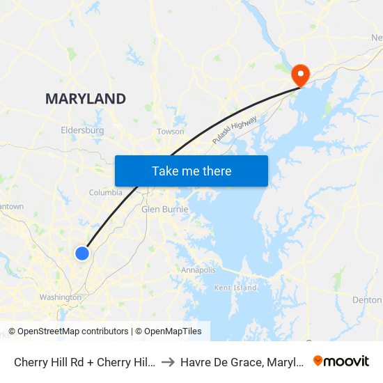 Cherry Hill Rd + Cherry Hill Ct to Havre De Grace, Maryland map