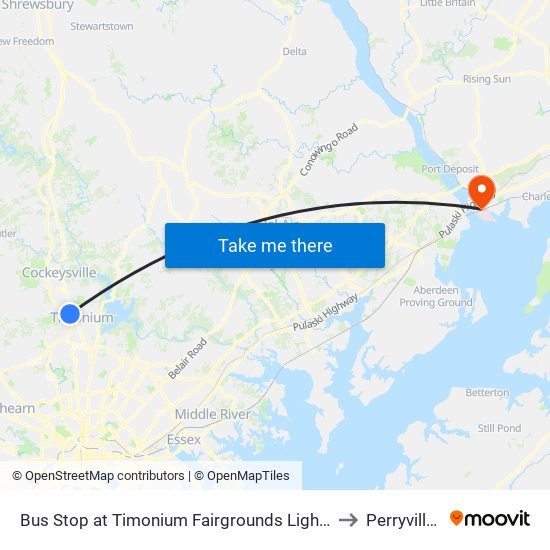 Bus Stop at Timonium Fairgrounds Light Rail Station Sb to Perryville, MD map