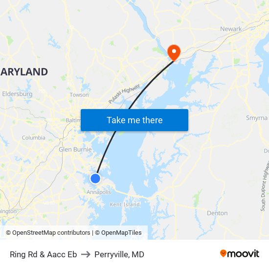 Ring Rd & Aacc Eb to Perryville, MD map