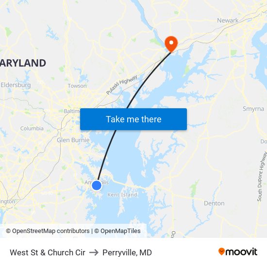 West St & Church Cir to Perryville, MD map