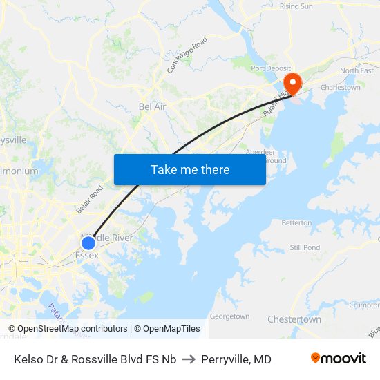 Kelso Dr & Rossville Blvd FS Nb to Perryville, MD map