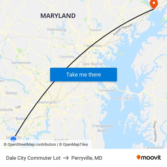 Dale City Commuter Lot to Perryville, MD map