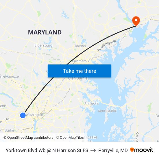 Yorktown Blvd Wb @ N Harrison St FS to Perryville, MD map