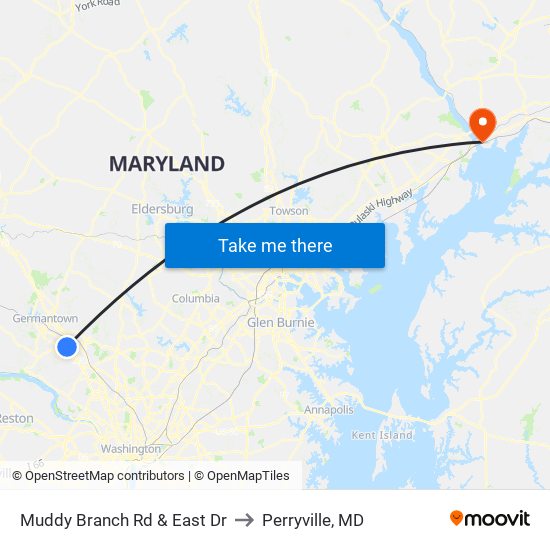 Muddy Branch Rd & East Dr to Perryville, MD map