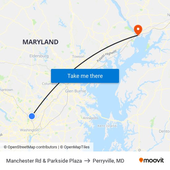 Manchester Rd & Parkside Plaza to Perryville, MD map