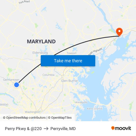 Perry Pkwy & @220 to Perryville, MD map