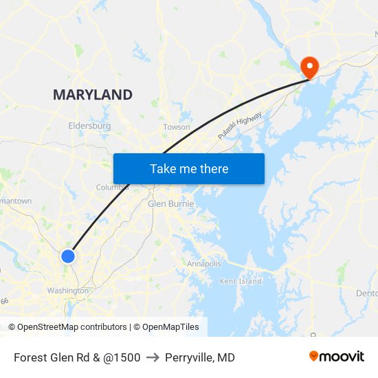 Forest Glen Rd & @1500 to Perryville, MD map