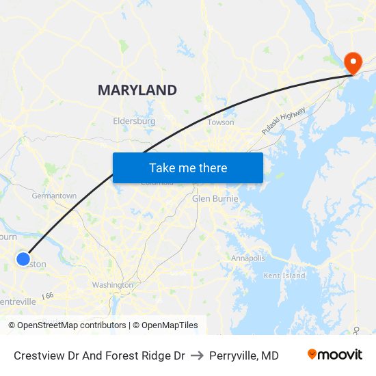 Crestview Dr And Forest Ridge Dr to Perryville, MD map