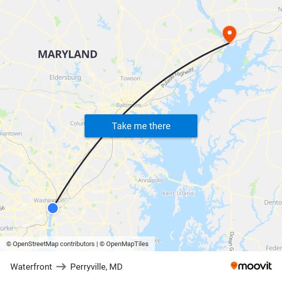 Waterfront to Perryville, MD map