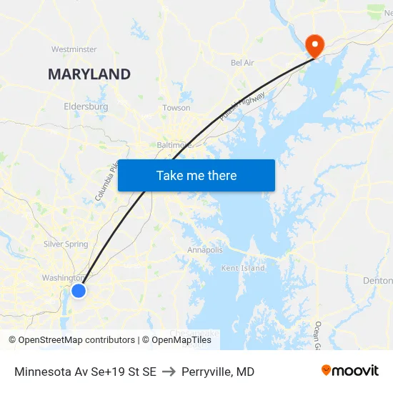 Minnesota Av Se+19 St SE to Perryville, MD map