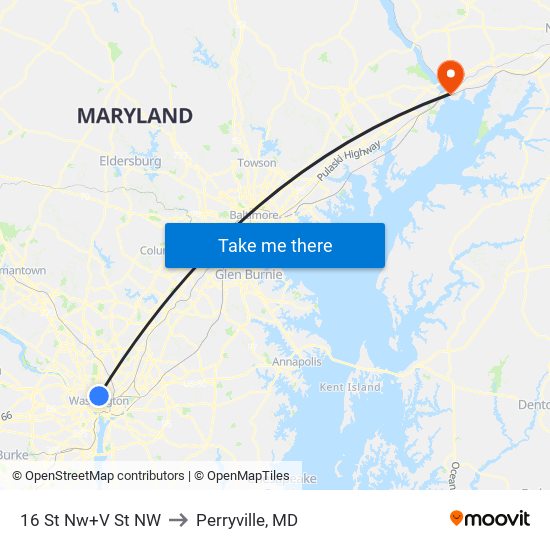 16 St Nw+V St NW to Perryville, MD map