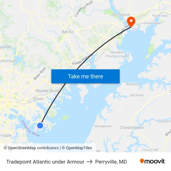 Tradepoint Atlantic under Armour to Perryville, MD map