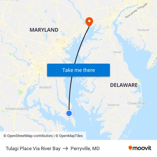 Tulagi Place Via River Bay to Perryville, MD map