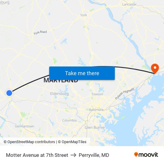 Motter Avenue at 7th Street to Perryville, MD map