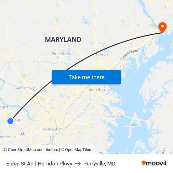 Elden St And Herndon Pkwy to Perryville, MD map