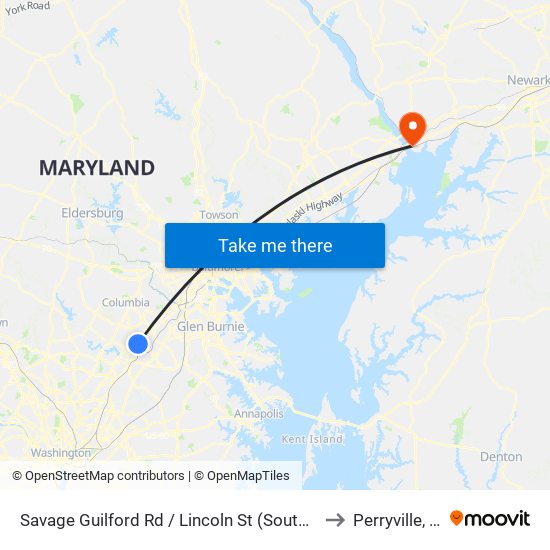 Savage Guilford Rd / Lincoln St (Southbound) to Perryville, MD map