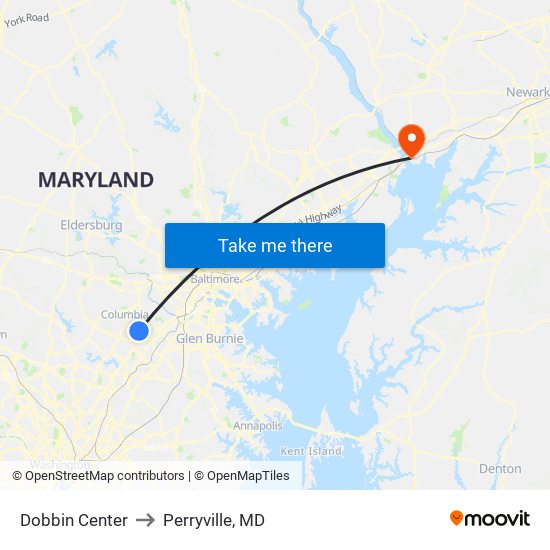 Dobbin Center to Perryville, MD map