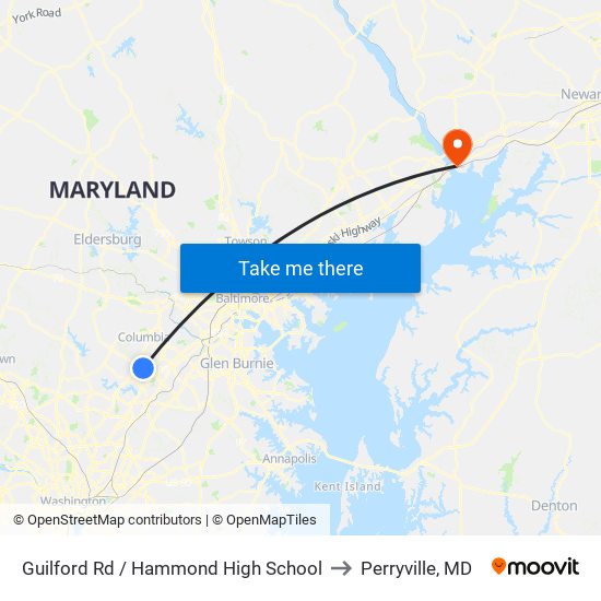 Guilford Rd / Hammond High School to Perryville, MD map