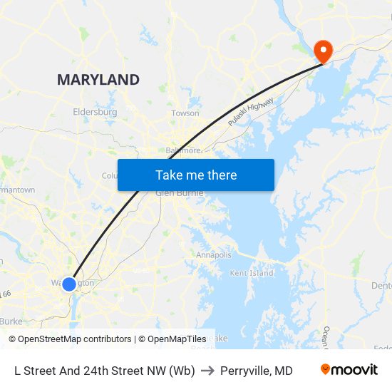 L Street And 24th Street NW (Wb) to Perryville, MD map