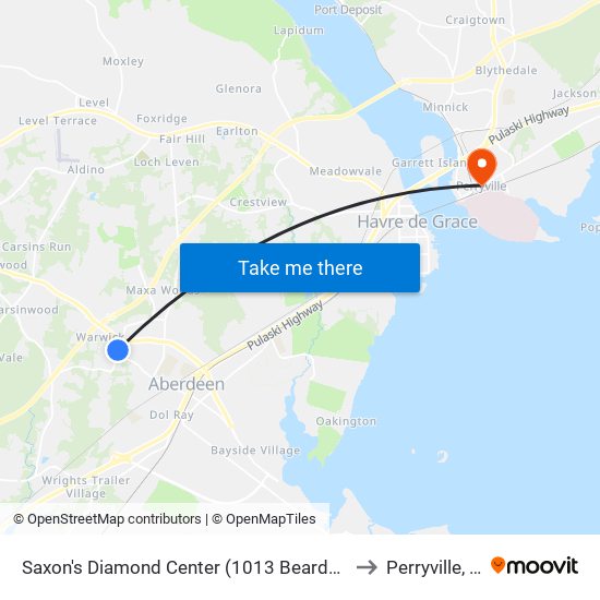 Saxon's  Diamond Center (1013 Beards Hill Rd) to Perryville, MD map