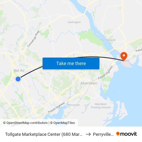 Tollgate Marketplace Center (680 Marketplace Dr) to Perryville, MD map