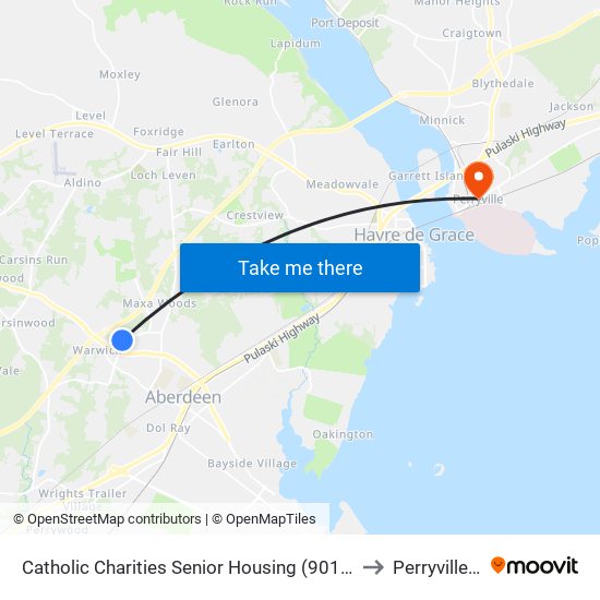 Catholic Charities Senior Housing (901 Barnett Ln) to Perryville, MD map