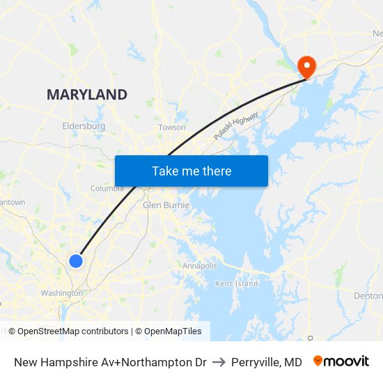 New Hampshire Av+Northampton Dr to Perryville, MD map