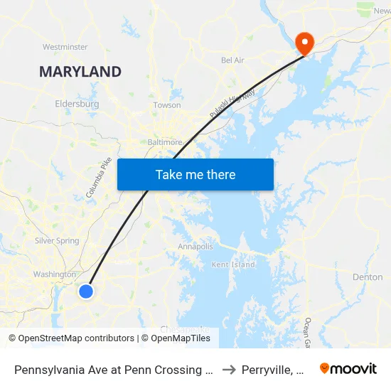 Pennsylvania Ave at Penn Crossing Dr to Perryville, MD map