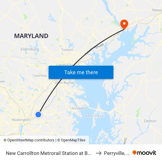 New Carrollton Metrorail Station at Bus Bay F to Perryville, MD map