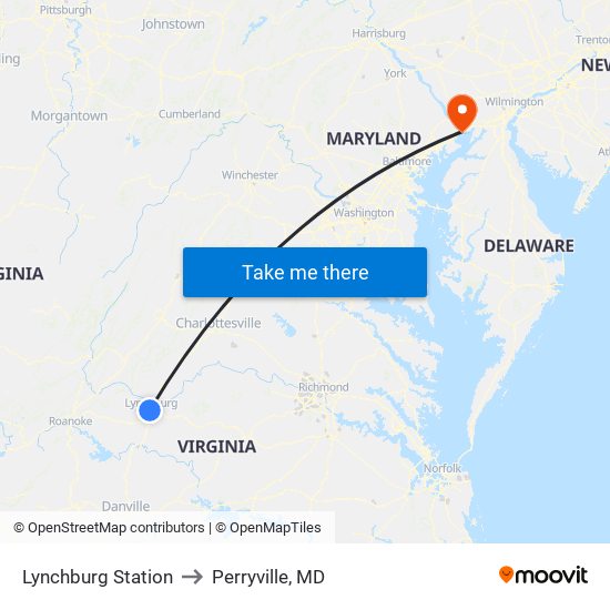 Lynchburg Station to Perryville, MD map