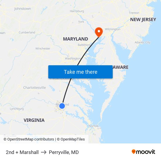 2nd + Marshall to Perryville, MD map