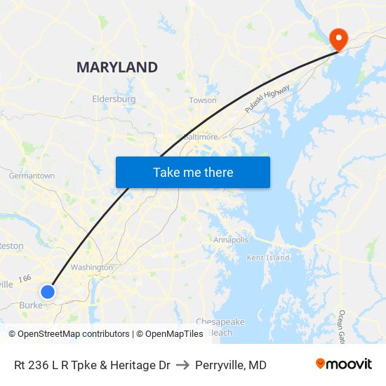 Rt 236 L R Tpke & Heritage Dr to Perryville, MD map