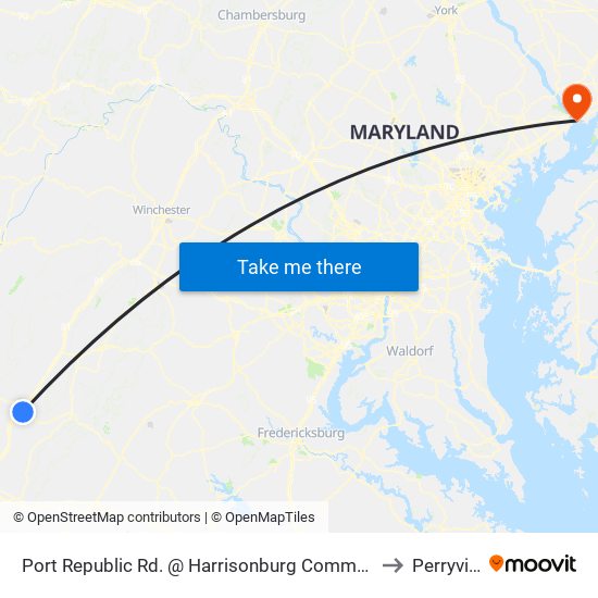 Port Republic Rd. @ Harrisonburg Community Health Center (Shelter) to Perryville, MD map