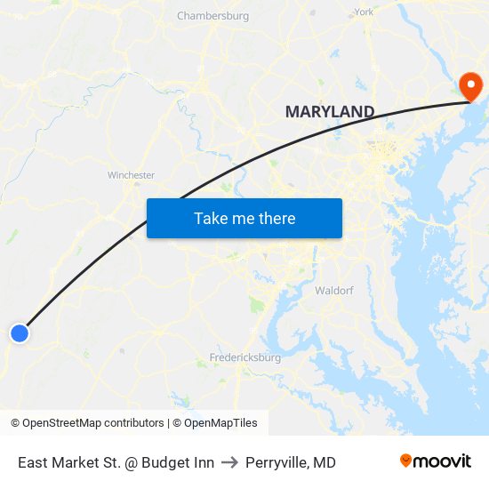 East Market St. @ Budget Inn to Perryville, MD map