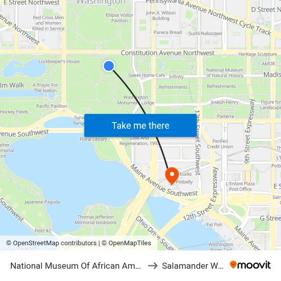 National Museum Of African American History And Culture to Salamander Washington DC map