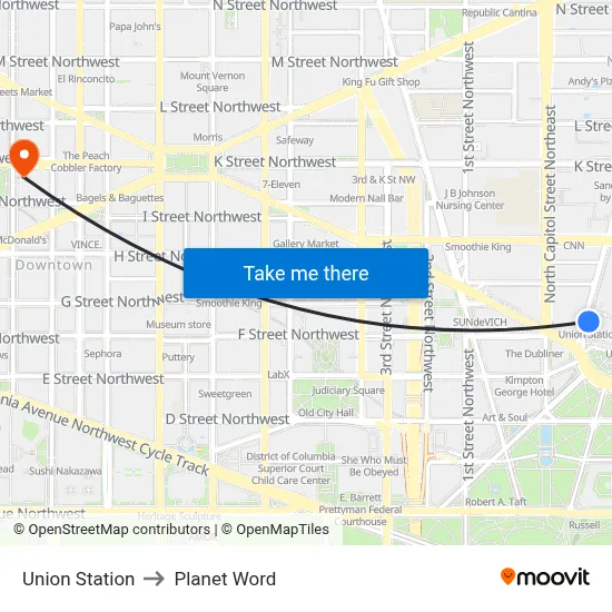 Union Station to Planet Word map