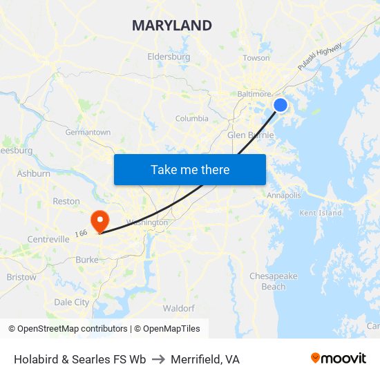 Holabird & Searles FS Wb to Merrifield, VA map