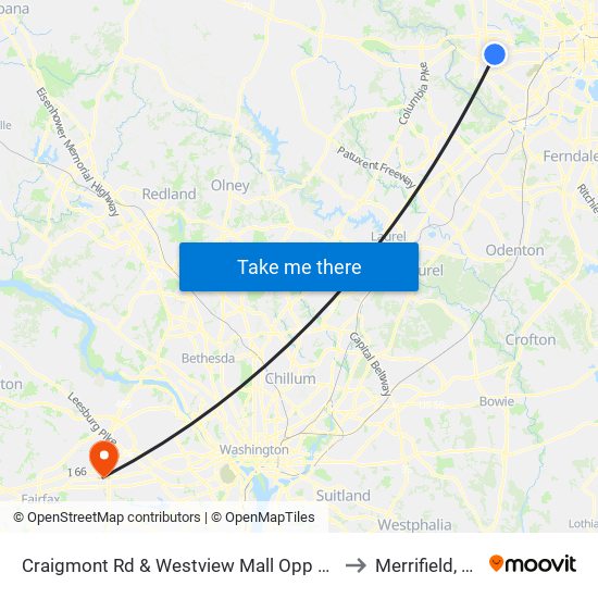 Craigmont Rd & Westview Mall Opp Wb to Merrifield, VA map