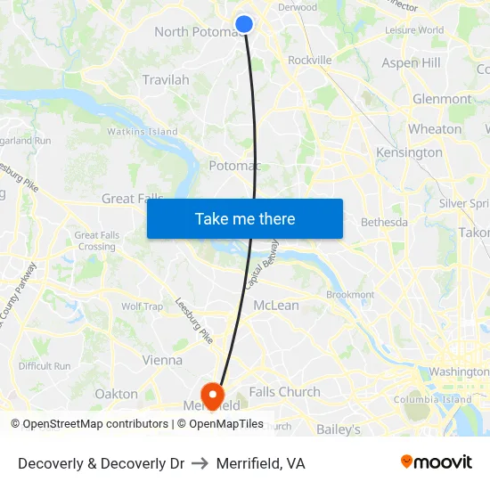 Decoverly & Decoverly Dr to Merrifield, VA map