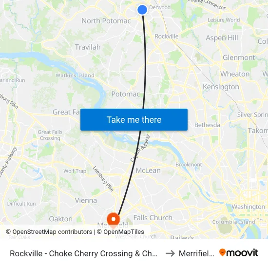 Rockville - Choke Cherry Crossing & Choke Cherry Road to Merrifield, VA map
