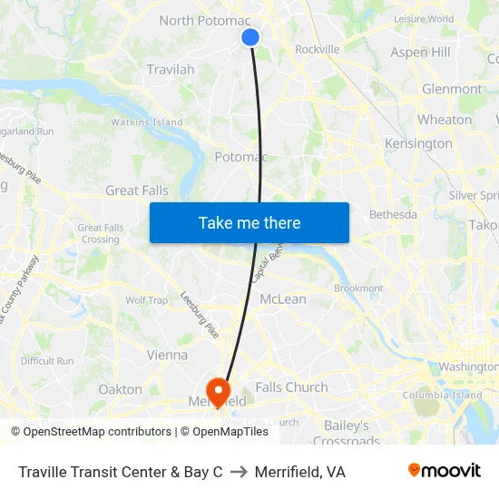 Traville Transit Center & Bay C to Merrifield, VA map