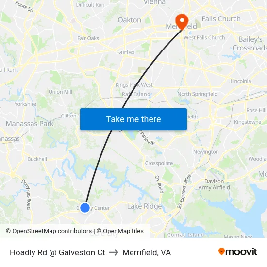 Hoadly Rd @ Galveston Ct to Merrifield, VA map