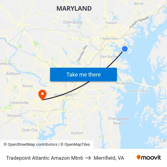 Tradepoint Atlantic Amazon Mtn6 to Merrifield, VA map